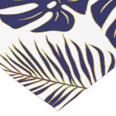 Marine blauwe, gouden palm en monstera tropische b korte tafelloper (Hoek)