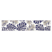 Marine blauwe, gouden palm en monstera tropische b korte tafelloper (Horizontaal)