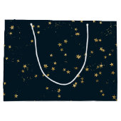 Marine Blauwe & Gouden Sterren | Kerstmis Groot Cadeauzakje (Achterkant)