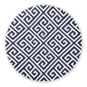 Marine Blauwe Griekse Sleutel Keramische Knop (Voorkant)