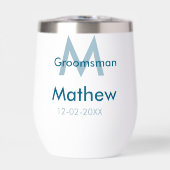 Marine blauwe groomsman naam letter datum mannelij (Voorkant)