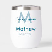 Marine blauwe groomsman naam letter datum mannelij (Achterkant)