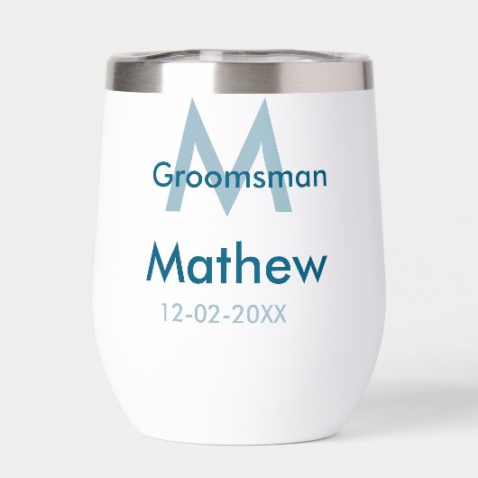 Marine blauwe groomsman naam letter datum mannelij (Achterkant)