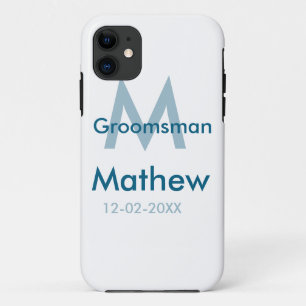 Marine blauwe groomsman naam letter datum mannelij Case-Mate iPhone case