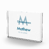 Marine blauwe groomsman naam letter datum mannelij fotoblokken (Rechts)