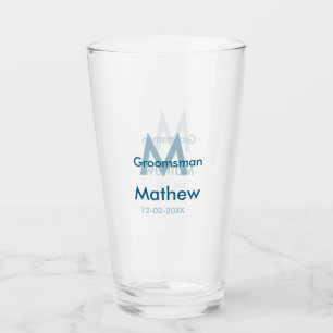 Marine blauwe groomsman naam letter datum mannelij glas