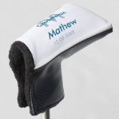 Marine blauwe groomsman naam letter datum mannelij golfheadcover (3/4 voorkant)