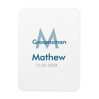Marine blauwe groomsman naam letter datum mannelij magneet