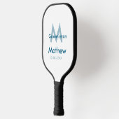 Marine blauwe groomsman naam letter datum mannelij pickleball paddle (Links)