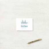 Marine blauwe groomsman naam letter datum mannelij post-it® notes (Op bureau)