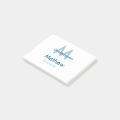Marine blauwe groomsman naam letter datum mannelij post-it® notes (Schuin)