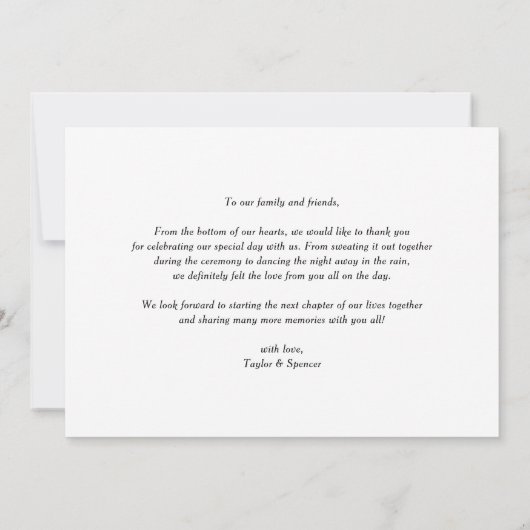 Marine Blauwe Hand Lettered Foto Bruiloft Bedankkaart (Achterkant)