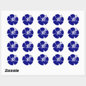 Marine blauwe hibiscus ronde sticker (Vel)