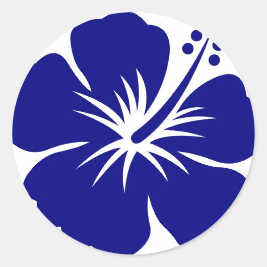 Marine blauwe hibiscus ronde sticker (Voorkant)
