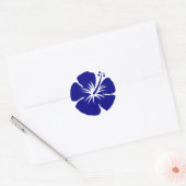 Marine blauwe hibiscus ronde sticker (Envelop)