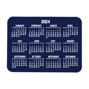 Marine Blauwe Kalender 2024 Kleine flexibele magne Magneet