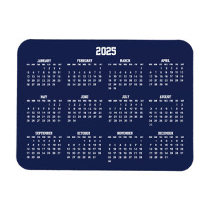 Marine Blauwe Kalender 2025 Kleine flexibele magne Magneet