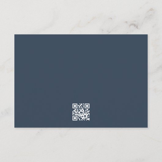Marine Blauwe Kalligrafie Trouwwebsite QR CODE RSVP Kaartje (Achterkant)