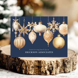 Marine Blauwe Kerst Ornamenten Corporate Business Feestdagen Kaart