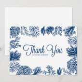 Marine Blauwe Koraalriffen Lijst Zomer Bruiloft Bedankkaart (Voorkant / Achterkant)