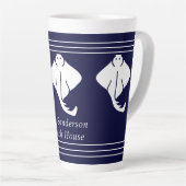 Marine Blauwe Kustlijn Stekelrog Manta Rog  Latte Mok (Rechterhoek)