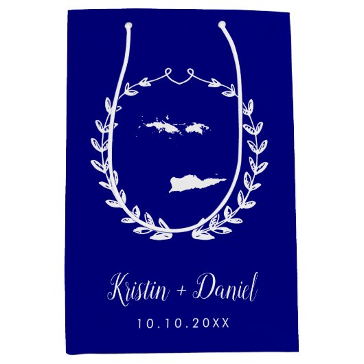 Marine Blauwe Maagdeneilanden Kaart Huwelijk Welko Medium Cadeauzakje (Voorkant)