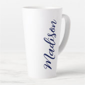 Marine Blauwe Naam Handgeschreven Script Custom Latte Mok (Rechterhoek)