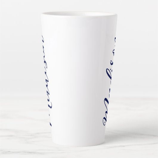 Marine Blauwe Naam Handgeschreven Script Custom Latte Mok (Voorkant)