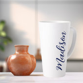 Marine Blauwe Naam Handgeschreven Script Custom Latte Mok