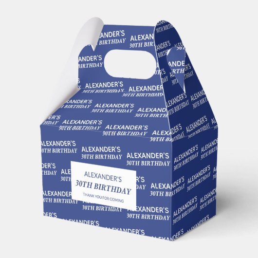 Marine Blauwe Naam & Leeftijd Verjaardag Favoriete Bedankdoosjes (Voorkant Zijde)