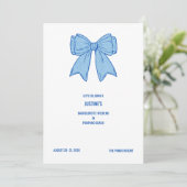 Marine + Blauwe Nep Glitter Strik  Kaart (Staand voorkant)