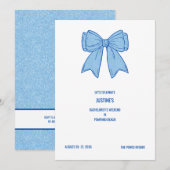 Marine + Blauwe Nep Glitter Strik  Kaart (Voorkant / Achterkant)