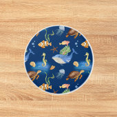 Marine blauwe oceaan dieren walvissen schildpadden keramische knop