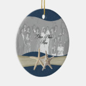 Marine Blauwe Oceaan Zeesterren Foto Keramisch Ornament (Rechts)