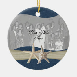 Marine Blauwe Oceaan Zeesterren Foto Keramisch Ornament