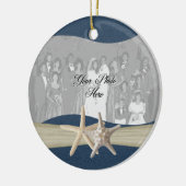 Marine Blauwe Oceaan Zeesterren Foto Keramisch Ornament (Links)