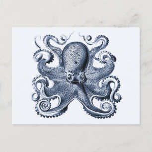 Marine blauwe octopus illustratie door Ernst Haeck Briefkaart