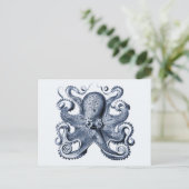 Marine blauwe octopus illustratie door Ernst Haeck Briefkaart (Staand voorkant)