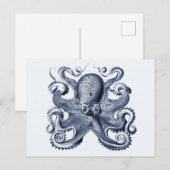 Marine blauwe octopus illustratie door Ernst Haeck Briefkaart (Voorkant / Achterkant)