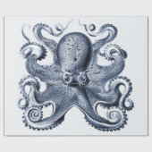 Marine blauwe octopus illustratie door Ernst Haeck Cadeaupapier (Vlak)