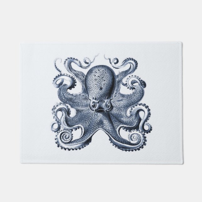 Marine blauwe octopus illustratie door Ernst Haeck Deurmat (Voorkant)
