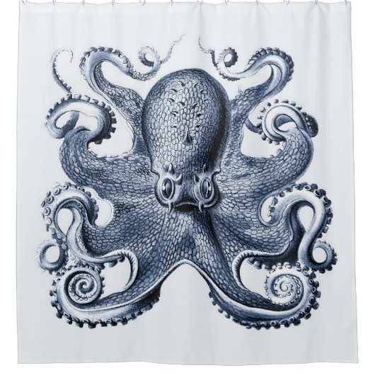 Marine blauwe octopus illustratie door Ernst Haeck Douchegordijn (Voorkant)