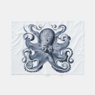 Marine blauwe octopus illustratie door Ernst Haeck Fleece Deken