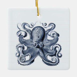 Marine blauwe octopus illustratie door Ernst Haeck Keramisch Ornament