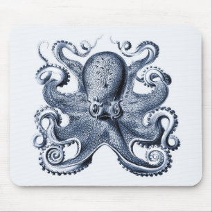 Marine blauwe octopus illustratie door Ernst Haeck Muismat