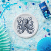 Marine blauwe octopus illustratie door Ernst Haeck Papieren Bordje (Feest)