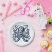 Marine blauwe octopus illustratie door Ernst Haeck Papieren Bordje (Feest)
