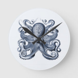Marine blauwe octopus illustratie door Ernst Haeck Ronde Klok