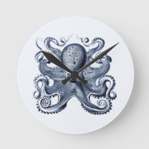 Marine blauwe octopus illustratie door Ernst Haeck Ronde Klok