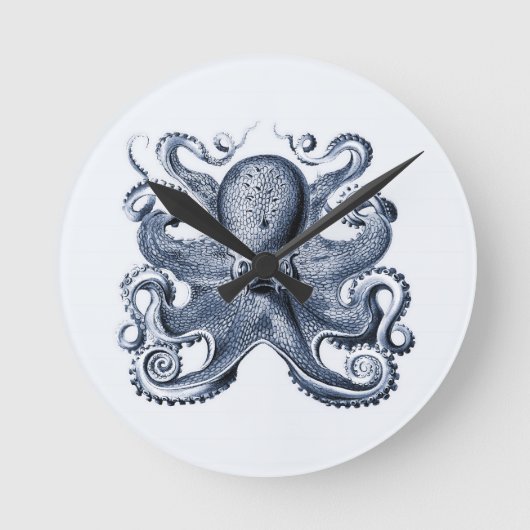Marine blauwe octopus illustratie door Ernst Haeck Ronde Klok (Voorkant)